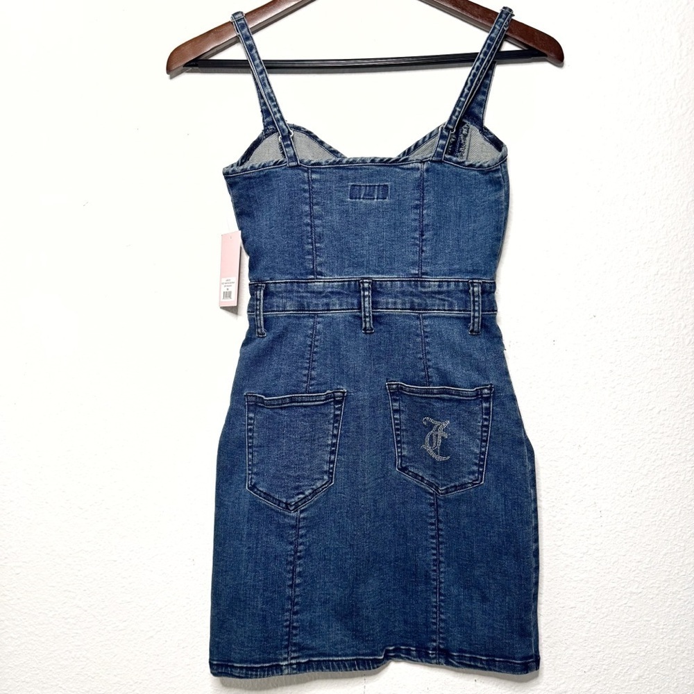 Juicy Couture Denim Sweetheart Neckline mini Dress dark Wash size XS NWT - Picture 8 of 11